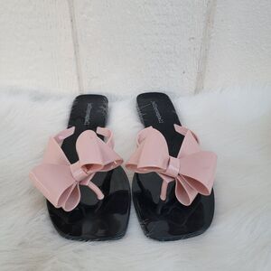 Jeffrey Campbell Sugary Blush Shiny Bow Thong Sandals wmns size 10